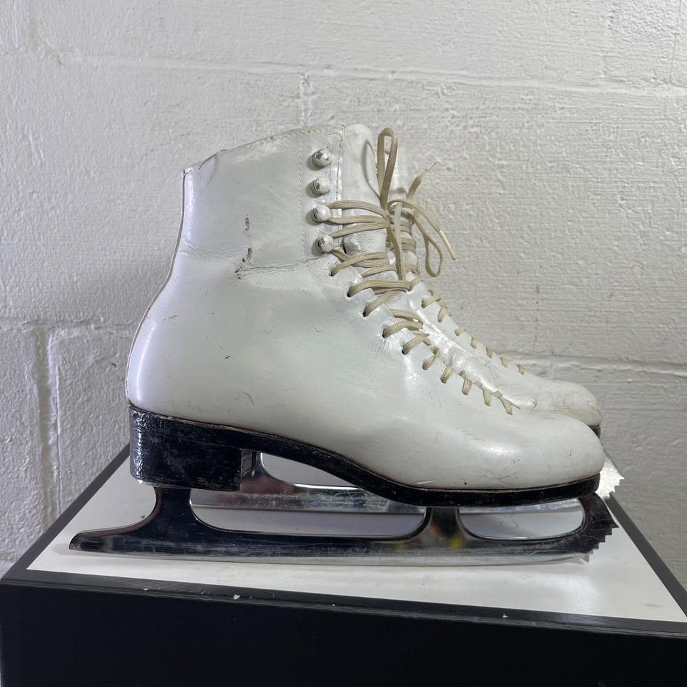 Vintage Reidel White Leather Boot Figure Ice Skates Lace up Women's Size 6.5